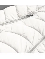 Smetanově-šedá krátká oboustranná dámská zimní bunda (2M-21507)