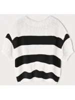 Volný černý dámský pruhovaný svetr (761ART) Volný černý dámský pruhovaný svetr (761ART)