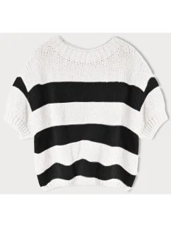 Volný černý dámský pruhovaný svetr model 19735945 - MADE IN ITALY