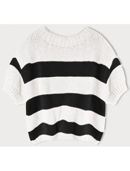 Volný černý dámský pruhovaný svetr (761ART) Volný černý dámský pruhovaný svetr (761ART)