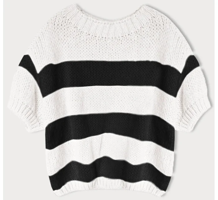 Volný černý dámský pruhovaný svetr (761ART) Volný černý dámský pruhovaný svetr (761ART)