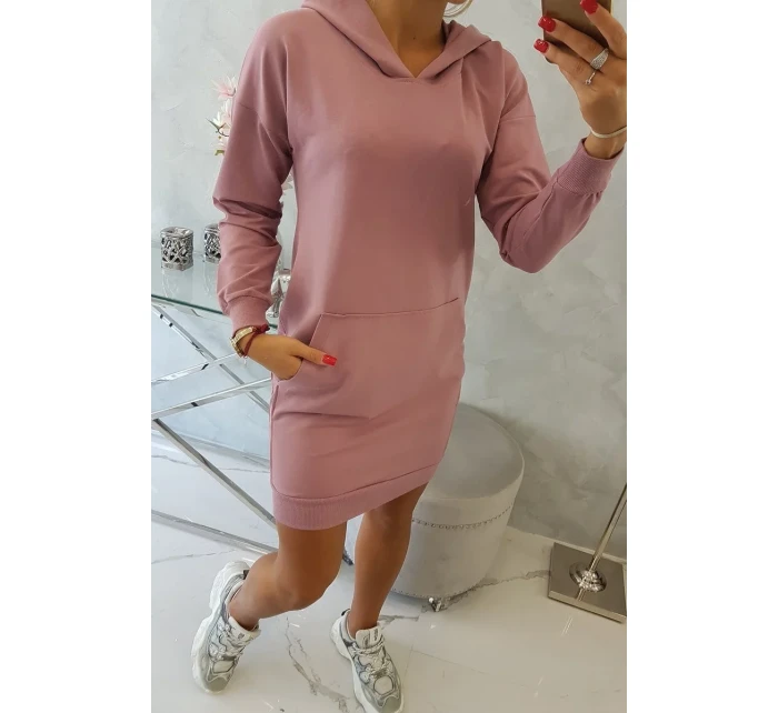 Šaty s kapucí tmavě růžové