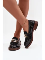 Kožené lakované dámské mokasiny s odlišným detailem D&A MR52-173 Černé