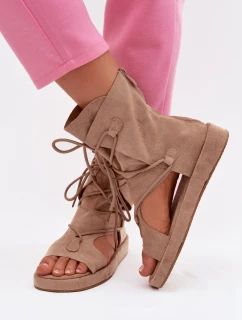 Dámské sandály Eko semiš s horní částí a šněrováním Béžové Ferlisse