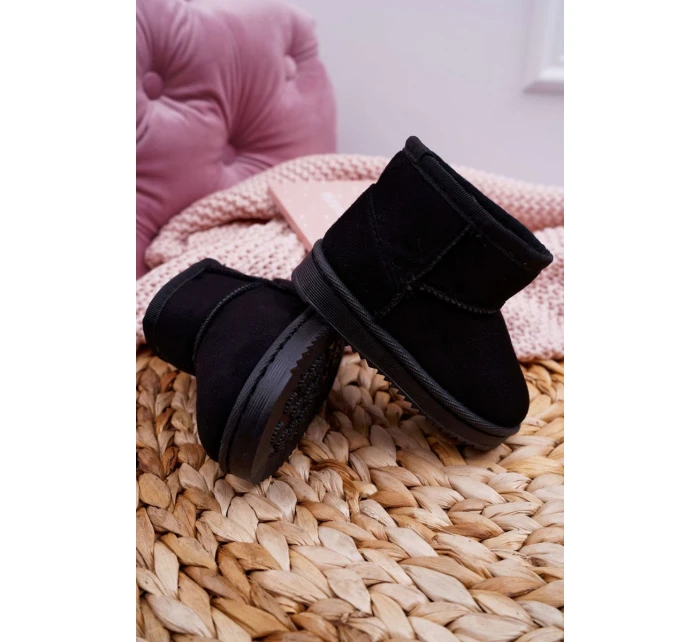 Dětské Teplé Sněhule Semišové černé Gooby Dětské Teplé Sněhule Semišové černé Gooby