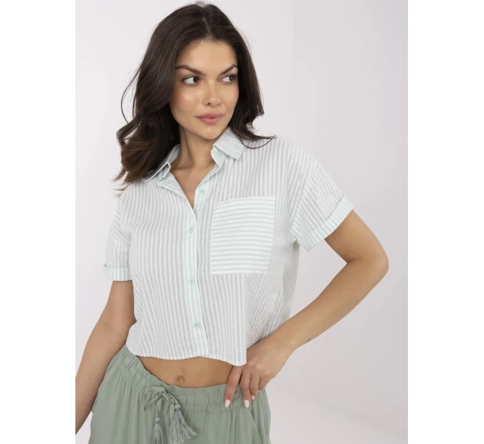 Košile NM KS KA 01148.50P bílá zelená