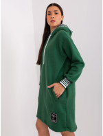 Tmavě zelené mikinové šaty s kapucí
