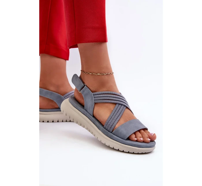 Lehké, pohodlné dámské sandály na suchý zip, modrá, Ceclea Lehké, pohodlné dámské sandály na suchý zip, modrá, Ceclea