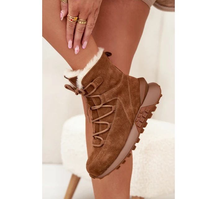 Dámské semišové sněhule s kožešinkou Big Star – hnědé Dámské semišové sněhule s kožešinkou Big Star – hnědé