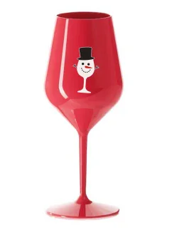 SNĚHULÁČEK - červená nerozbitná sklenice na víno 470 ml