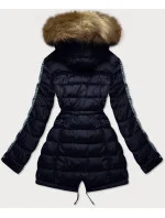 Tmavě modro-šedá oboustranná dámská zimní bunda (mhm-w556) Tmavě modro-šedá oboustranná dámská zimní bunda (mhm-w556)