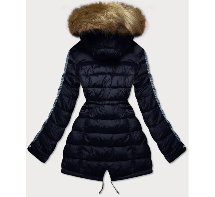 Tmavě modro-šedá oboustranná dámská zimní bunda (mhm-w556) Tmavě modro-šedá oboustranná dámská zimní bunda (mhm-w556)