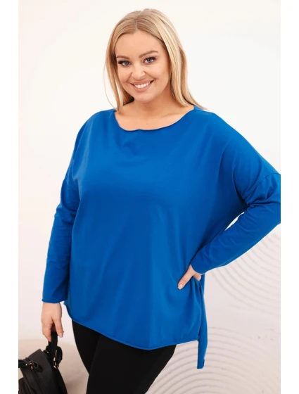 Dámská blůza Plus Size asymetrická s dlouhým rukávem chabrová Dámská blůza Plus Size asymetrická s dlouhým rukávem chabrová