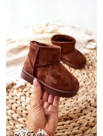 Dětské Teplé Sněhule Semišové Hnědé model 21564106 - Boto Dětské Teplé Sněhule Semišové Hnědé model 21564106 - Boto