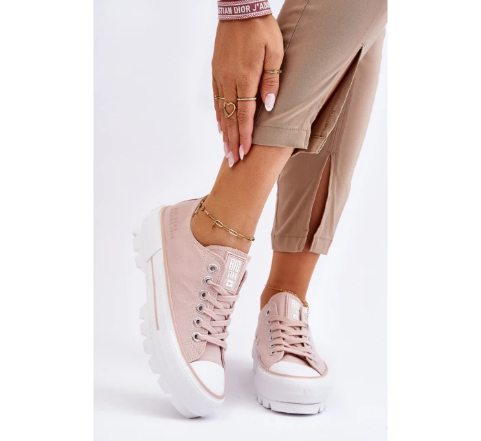 Látkové tenisky na platformě Big Star model 21610266 Nude - Big Star Shoes Látkové tenisky na platformě Big Star model 21610266 Nude - Big Star Shoes