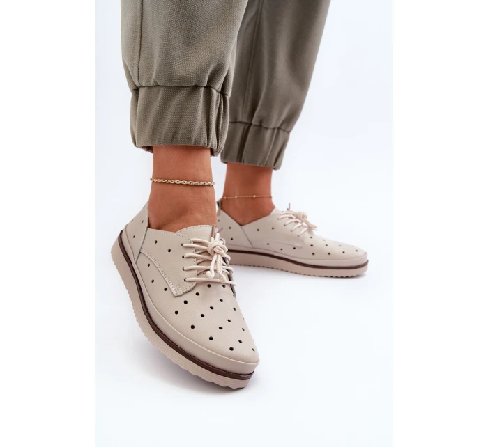 Bílé dámské kožené polobotky model 21655704 - S.Barski