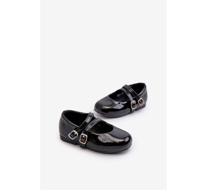 Lakýrované dětské baletky s proužky Černé Margenis Lakýrované dětské baletky s proužky Černé Margenis