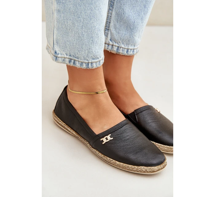 Elegantní Kožené Espadrilky Dámské model 21684110 Černé - Zazoo