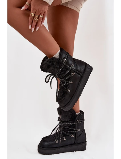 Dámské sněhule na platformě s kožešinou model 21714055 Černé - D.Franklin