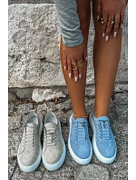 Polobotky Sneakersy na platformě z přírodního semiše modré Blushy