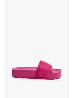 Dámské semišové skluzavky na platformě Big Star Fuchsia