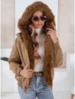 Dámská zimní bunda krátká s kožešinou světle hnědá Dstreet model 21991174 - FashionStreet