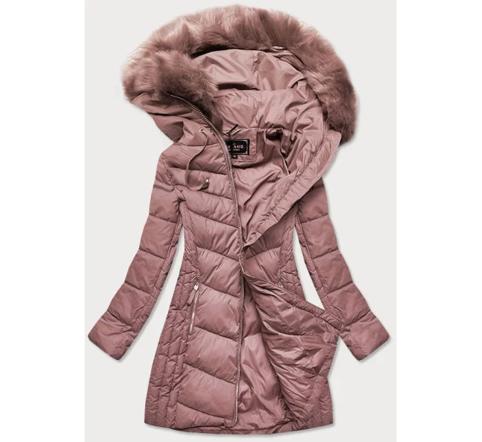 DŁUGA PIKOWANA KURTKA DAMSKA ZIMOWA RÓŻ model 21241982 - Libland