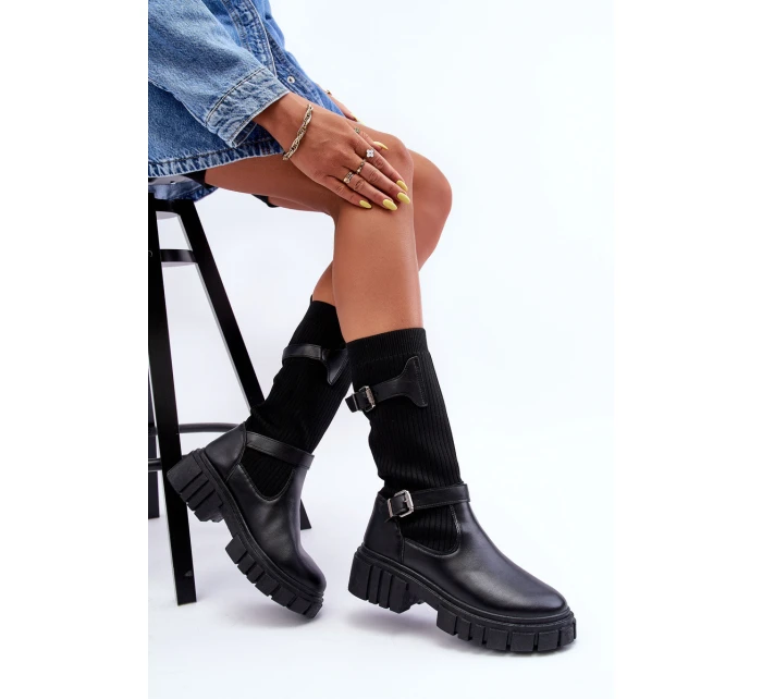 Dámské kotníkové boty s punčochou černé Abroze Dámské kotníkové boty s punčochou černé Abroze
