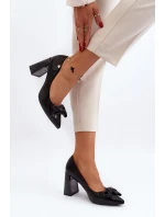 Lodičky na podpatku s mašlí černé Ariemessa