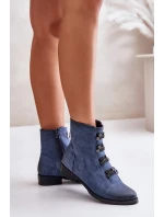 Zateplené dámské boty na zip modré model 21672411 - Boto Zateplené dámské boty na zip modré model 21672411 - Boto