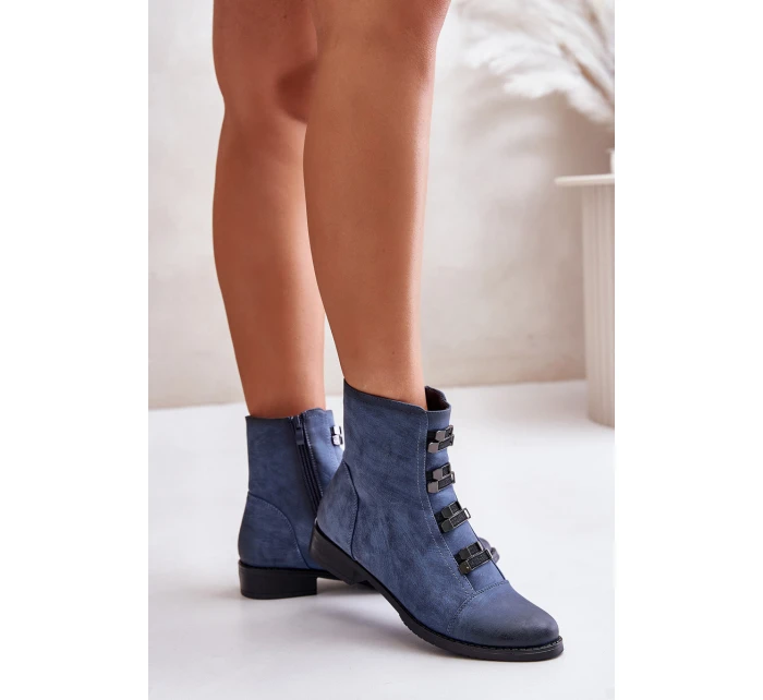 Zateplené dámské boty na zip modré model 21672411 - Boto Zateplené dámské boty na zip modré model 21672411 - Boto