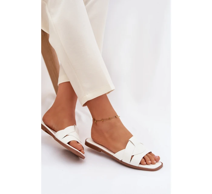 Dámské ploché pantofle s bílými pásky model 21943255 - Boto