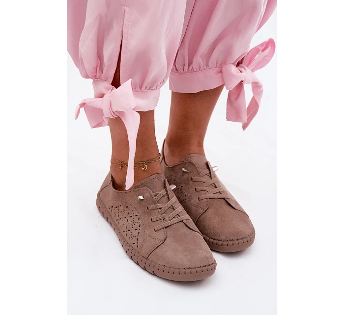 semišové polobotky tmavě béžové model 22123254 - Boto