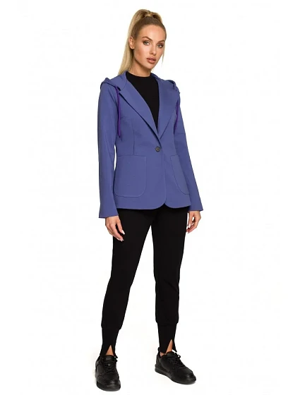 model 18004244 Sako s kapucí a jedním knoflíkem indigo - Moe
