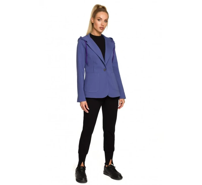 M691 Blejzr s kapucí a jedním knoflíkem - indigo