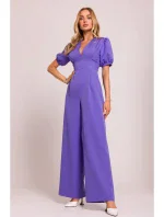 M852 Kombinéza s puff rukávy - světle fialová