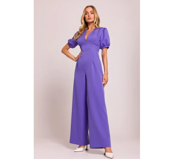 M852 Kombinéza s puff rukávy - světle fialová