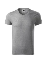 Slim Fit V-neck tričko pánské tmavě šedý melír Slim Fit V-neck tričko pánské tmavě šedý melír