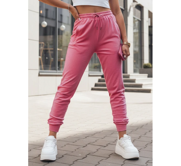 Dámské velurové růžové tepláky FashionStreet UY2839