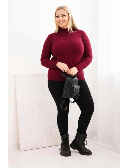 Dámský svetr Plus Size z viskózy s rolákem bordový Dámský svetr Plus Size z viskózy s rolákem bordový