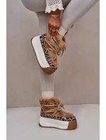 Kožené Dámské Sněhule Na Silné Podešvi S Kožešinou Panteřa Big Star OO274A207 Hnědé Kožené Dámské Sněhule Na Silné Podešvi S Kožešinou Panteřa Big Star OO274A207 Hnědé