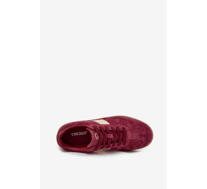 Semišové dámské tenisky model 21708290 bordó - VINCEZA