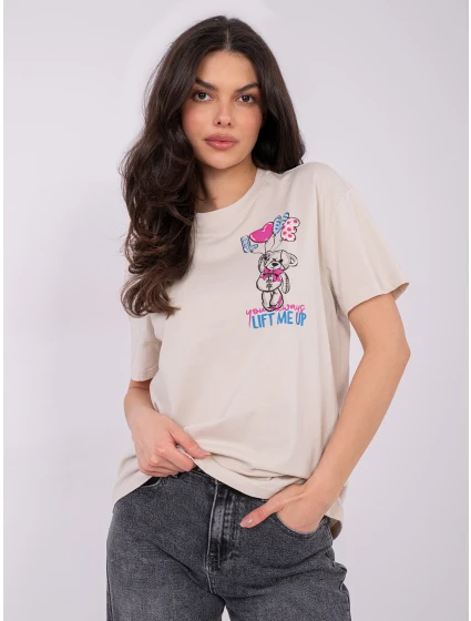 T shirt model 21821437 jasny beżowy - FPrice
