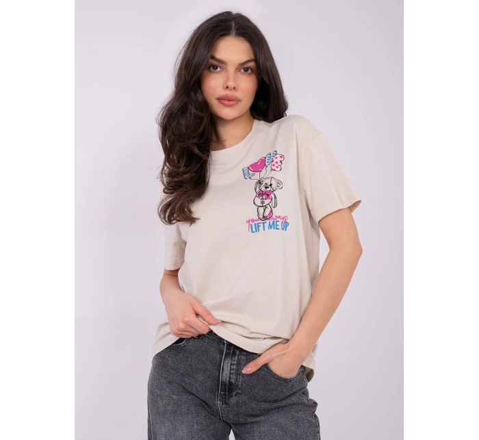 T shirt model 21821437 jasny beżowy - FPrice