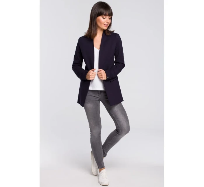 B102 Otevřené sako z bavlněné příze - tmavě modré