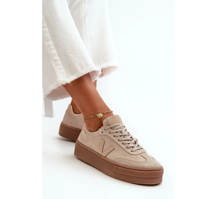 Dámské semišové tenisky Zazoo na platformě béžové Dámské semišové tenisky Zazoo na platformě béžové