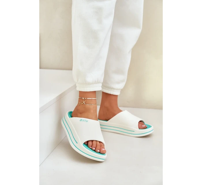 Dámské pantofle na platformě Big Star – bílá/mátová