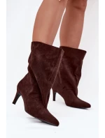 Dámské kotníkové boty na jehlovém podpatku Solvienne – čokoládové Dámské kotníkové boty na jehlovém podpatku Solvienne – čokoládové