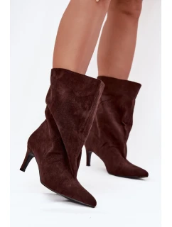Dámské kotníkové boty na jehlovém podpatku Solvienne – čokoládové