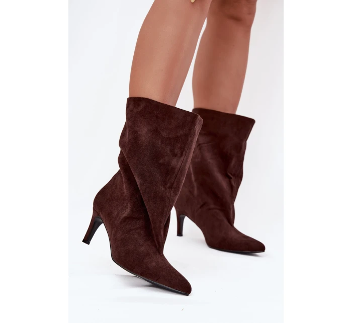 Dámské kotníkové boty na jehlovém podpatku Solvienne – čokoládové Dámské kotníkové boty na jehlovém podpatku Solvienne – čokoládové